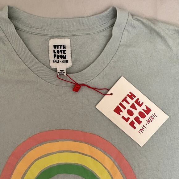 With Love From Emily + Meritt The Slim Tee Love For All Size XS Mist Blue - Picture 3 of 10